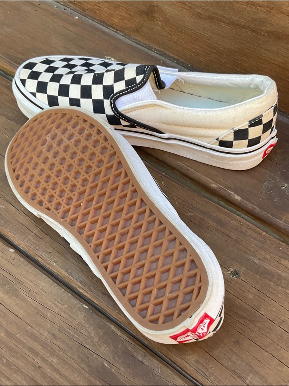 Vans Slip-On Checkerboard Black and White Women’s Sneakers - Picture 2 of 3